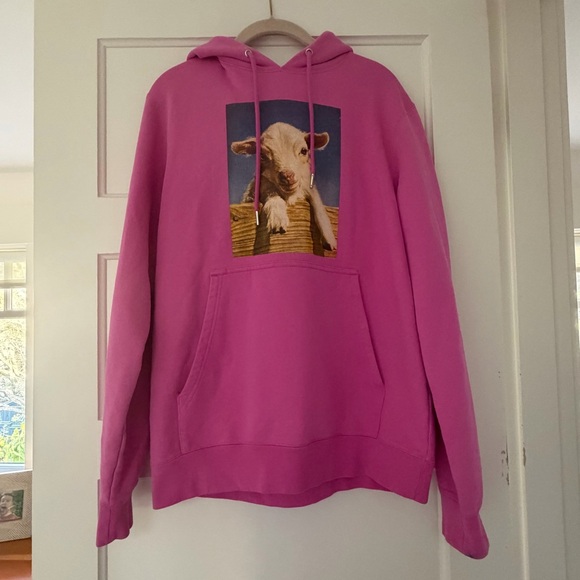Sandro Paris Men's Pink Hoodie with Lamb Graphic - Size M - EUC (Rare) - Picture 3 of 11